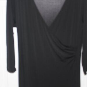 Talbots Dress; Size 14; Black: Midi length; Cross neck with gathered at waist